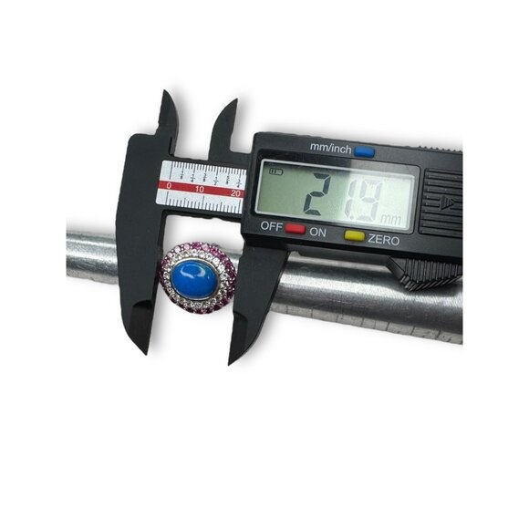 Sterling Silver Pink Tourmaline White Spinel Lapis Ring Size 6.25 - Picture 13 of 14